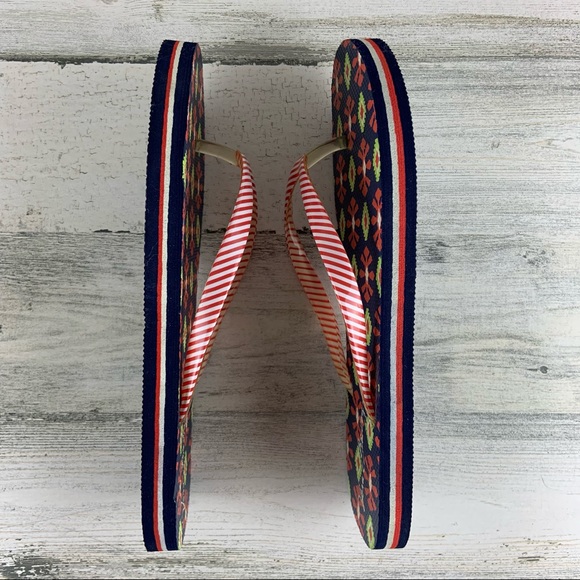 VERA BRADLEY Navy Blue Orange Flip Flops 7-8 - Picture 6 of 9